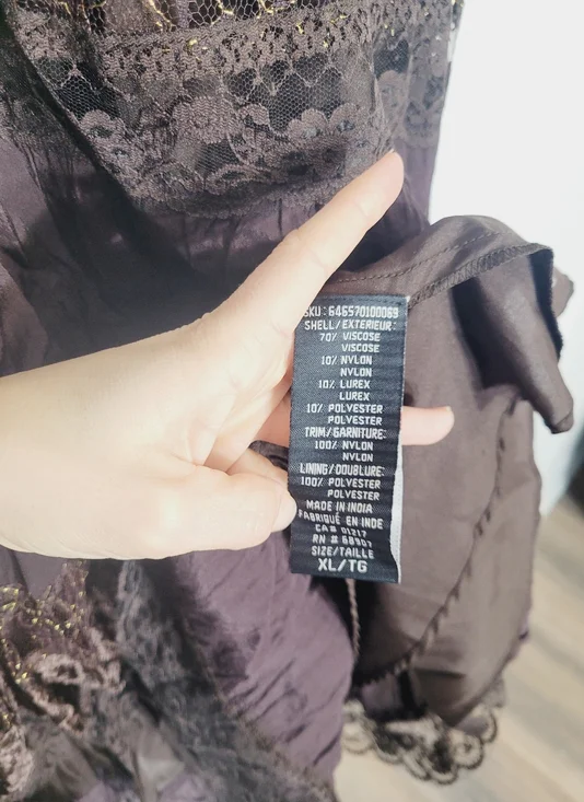 Le Chateau Vintage Brown Mix Media Lace Crashed Velvet Bohemian Zipper Side XL - Picture 8 of 15